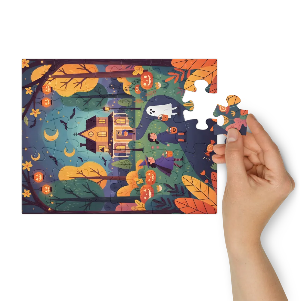 Trick-or-Treat Night 
 Jigsaw Puzzle in Tin Box