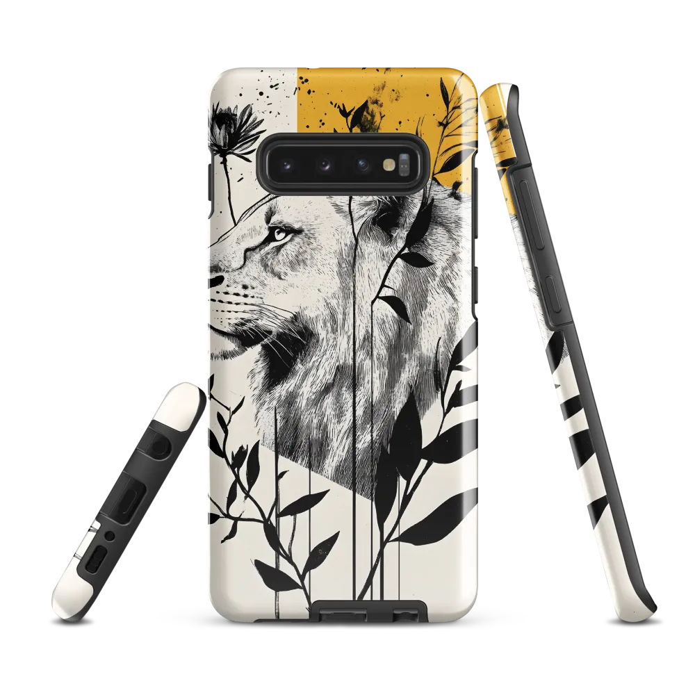 Regal Serenity: The Lion and Flora | Phone Case |  S10 Plus | Tough Case | Glossy