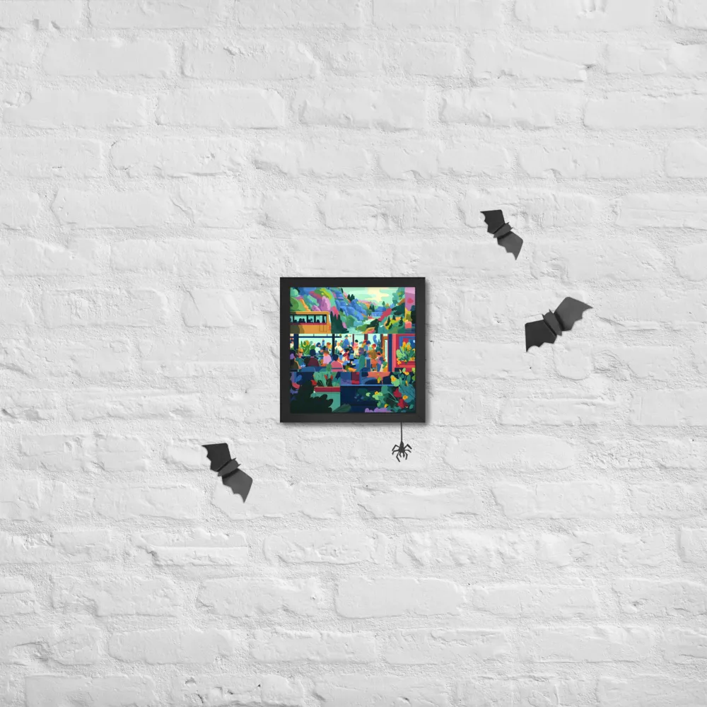 Riverside Café 
 Poster with Black Frame | 10″x 10″