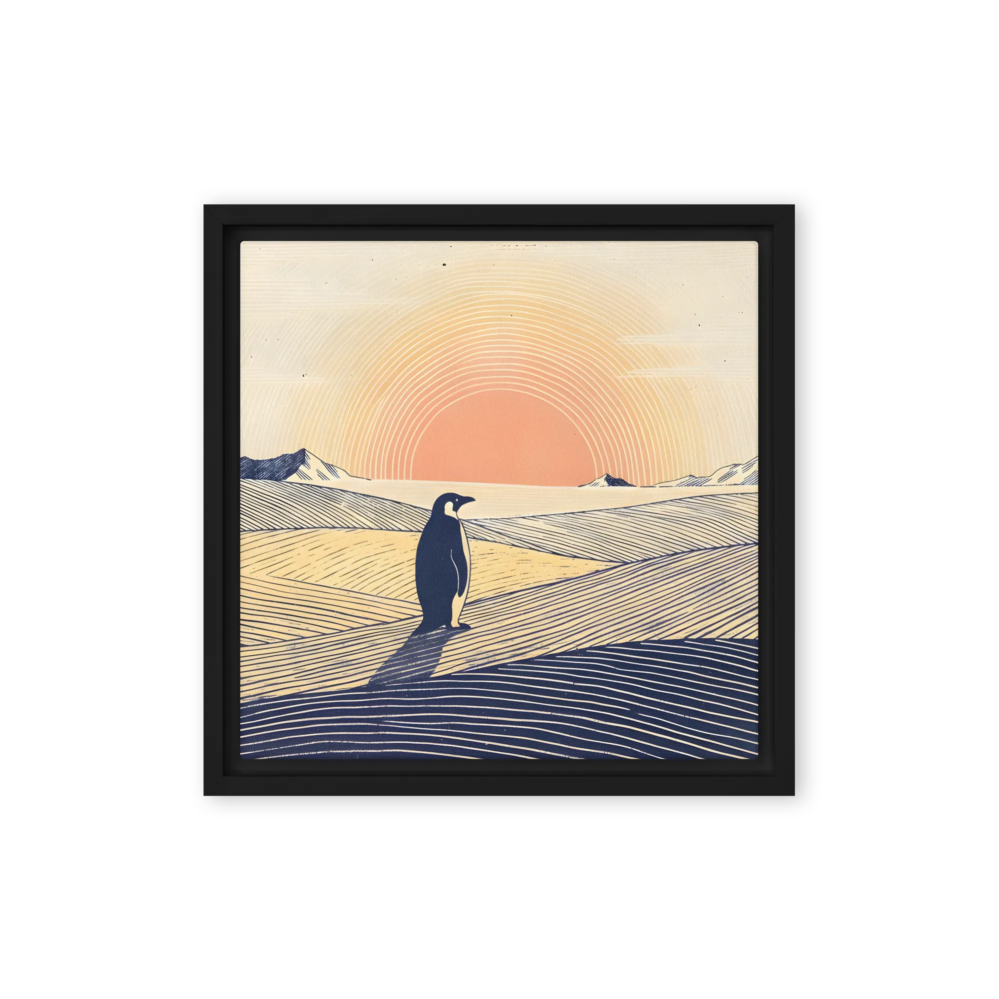 Penguin at Dusk 
 Canvas with Black Frame