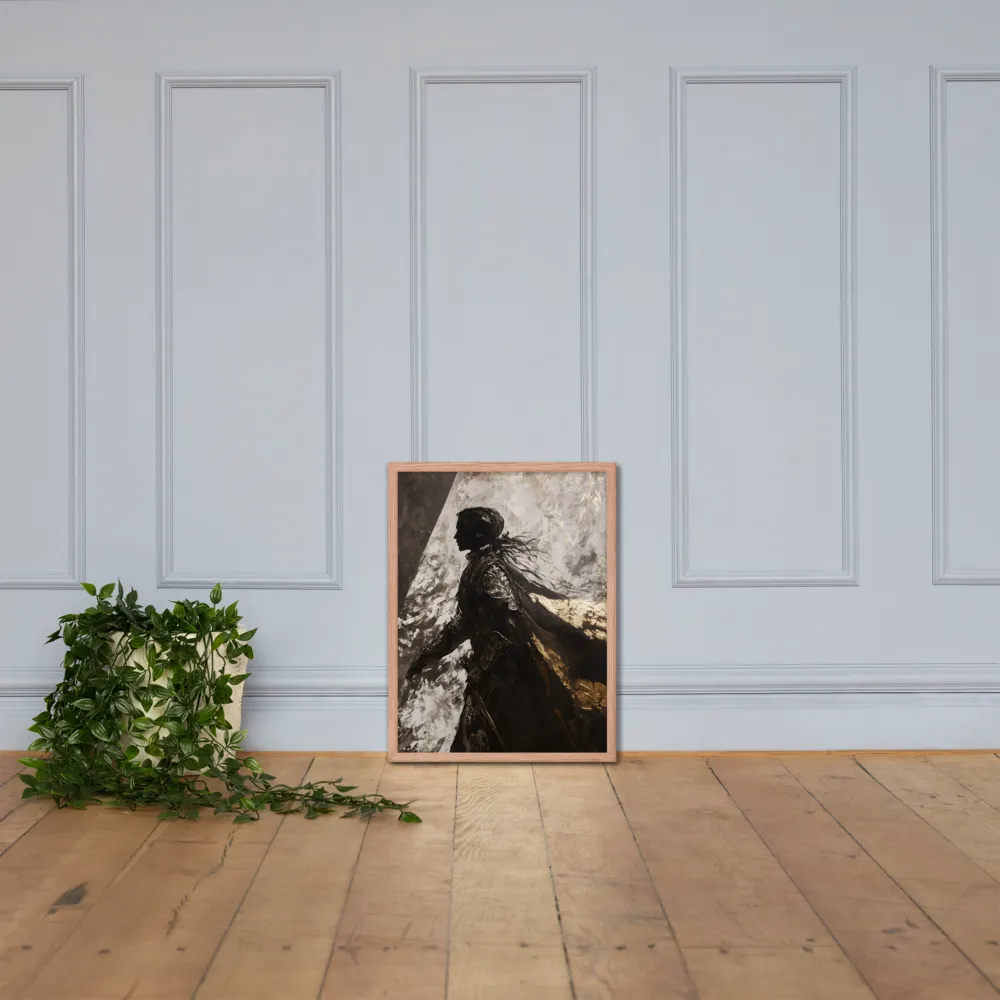 The Silhouette of Valor | Poster with Red oak Frame | 18″×24″