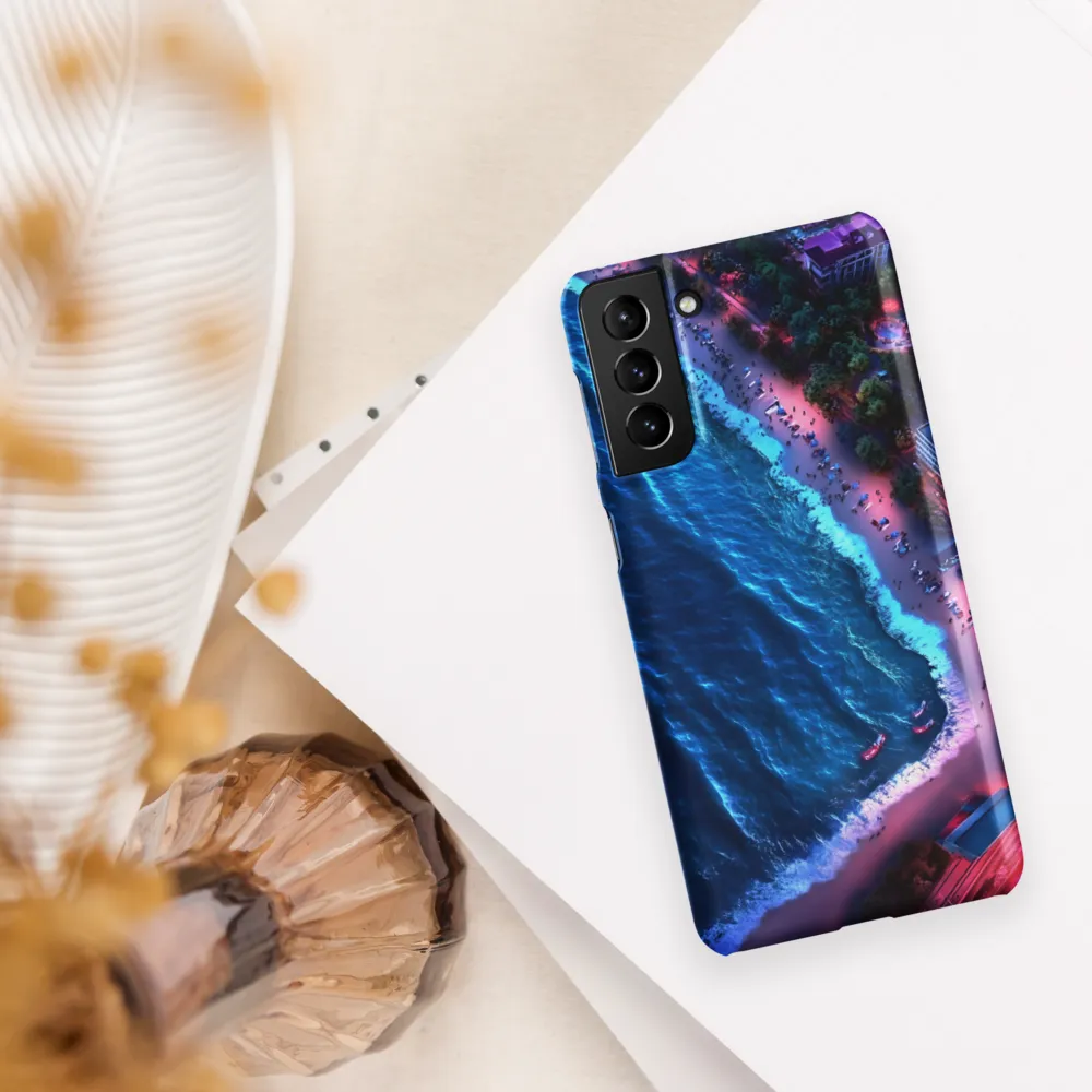 Twilight Reflections: A Serene Beach Aerial | Phone Case |  S21 Plus | Snap Case | Matte