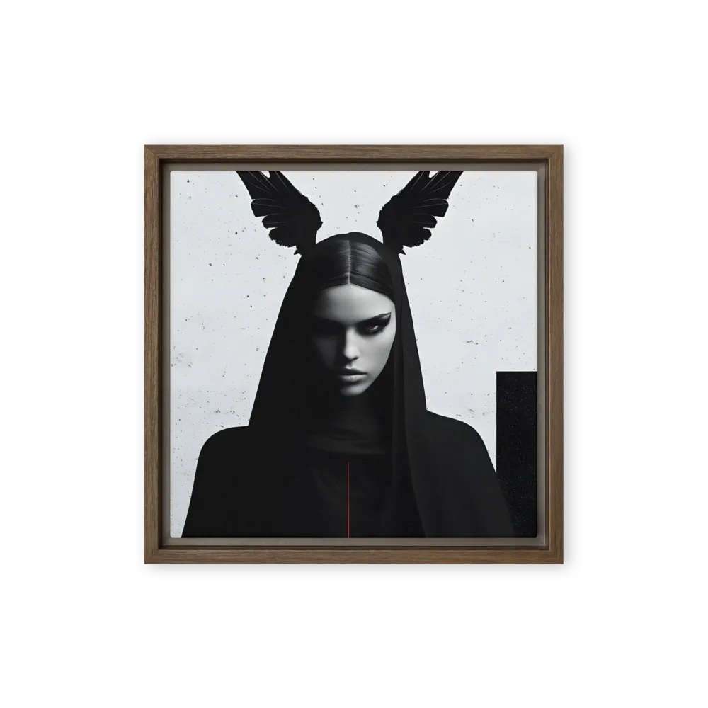 Whispers of Darkness | Canvas with Brown Frame | 12″×12″