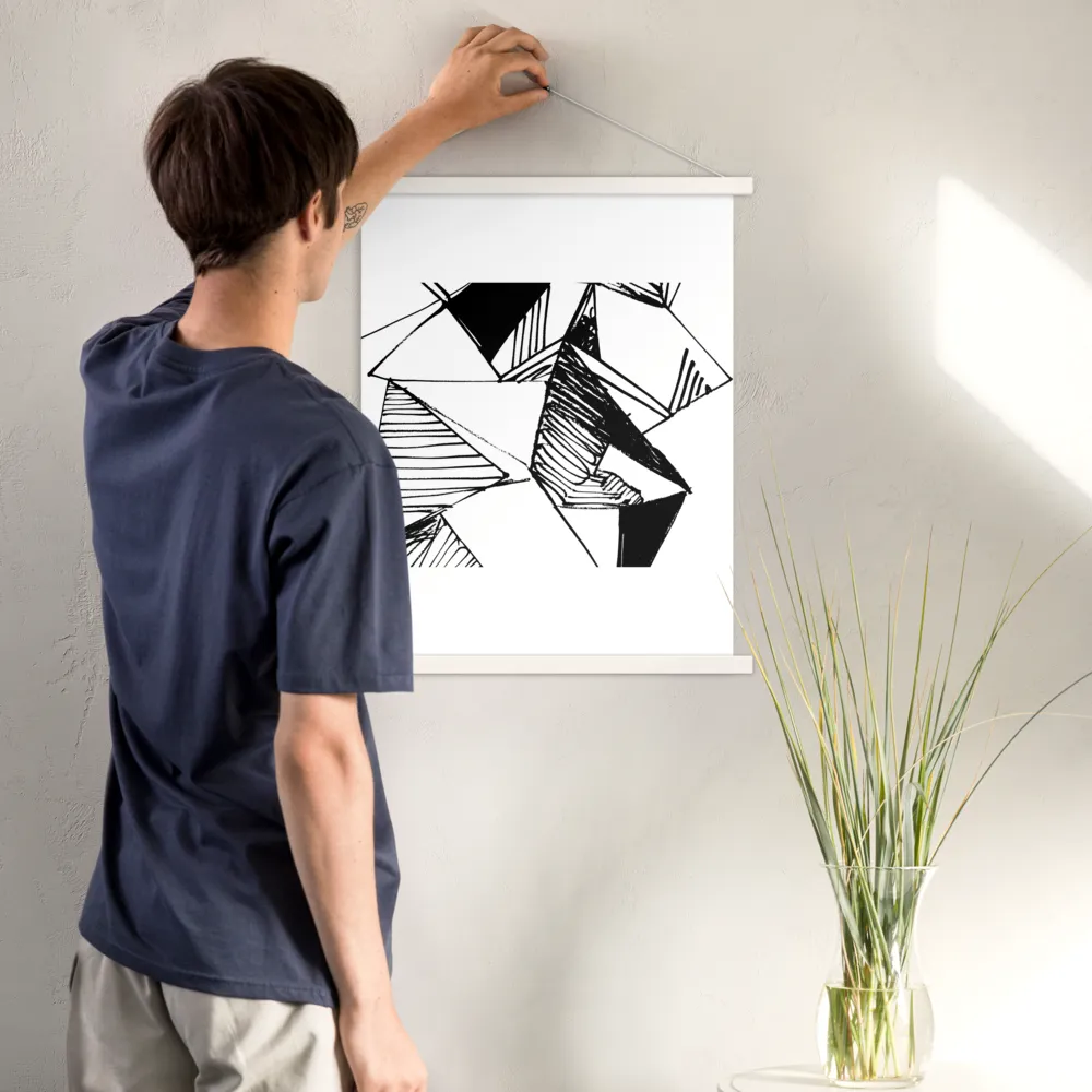Dynamic Geometry in Ink | Poster With White Wood Hanger | 18″×24″