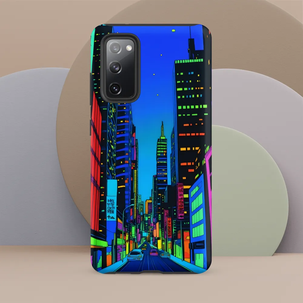 Neon Dreamscape: A Futuristic City at Dusk | Phone Case |  S20 FE | Tough Case | Matte