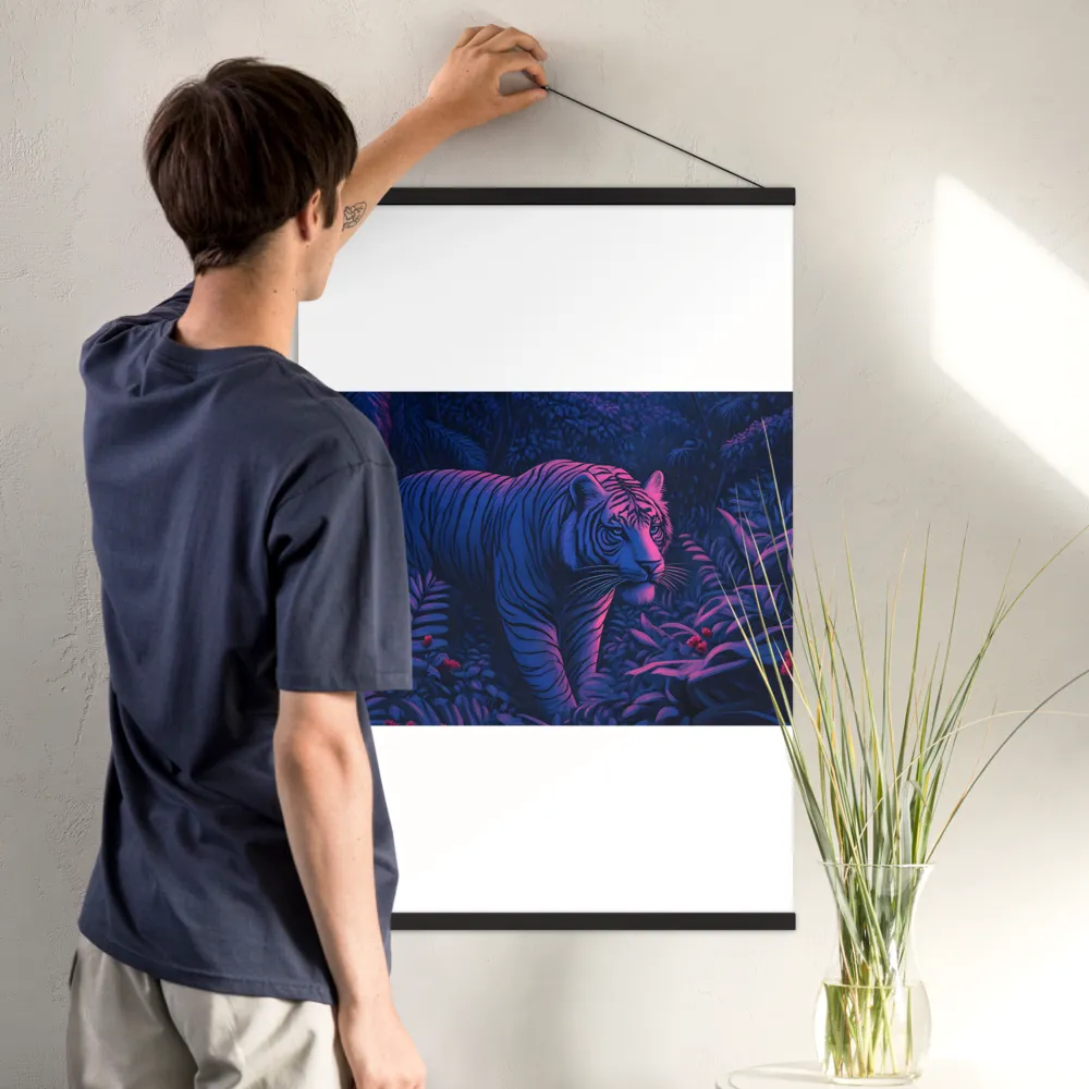 Mystic Prowler: The White Tiger in the Jungle | Poster With Black Wood Hanger | 24″×36″