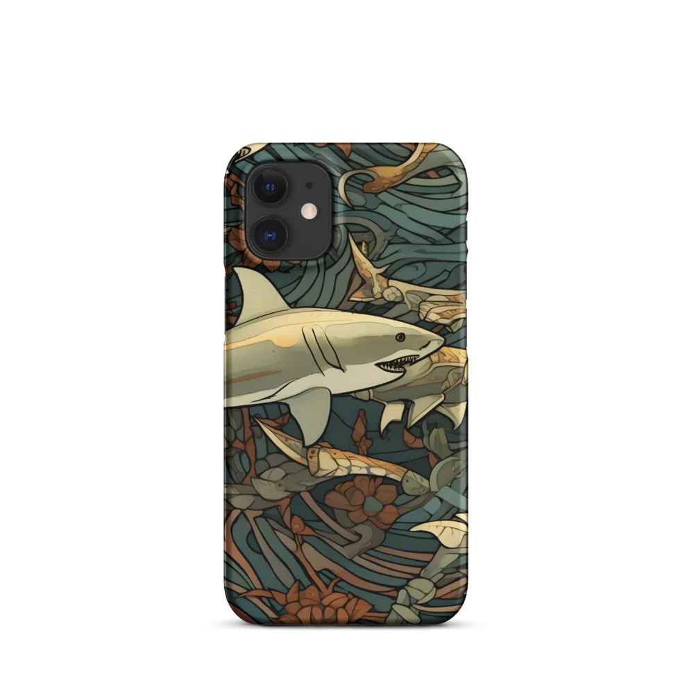 Dynamic Harmony of Sharks and Flora | Phone Case |  12 Mini | Snap Case | Matte