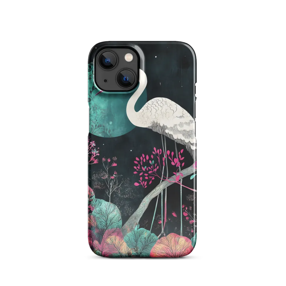 Ethereal Presence: Heron in a Floral Dreamscape | Phone Case |  13 | Snap Case | Glossy