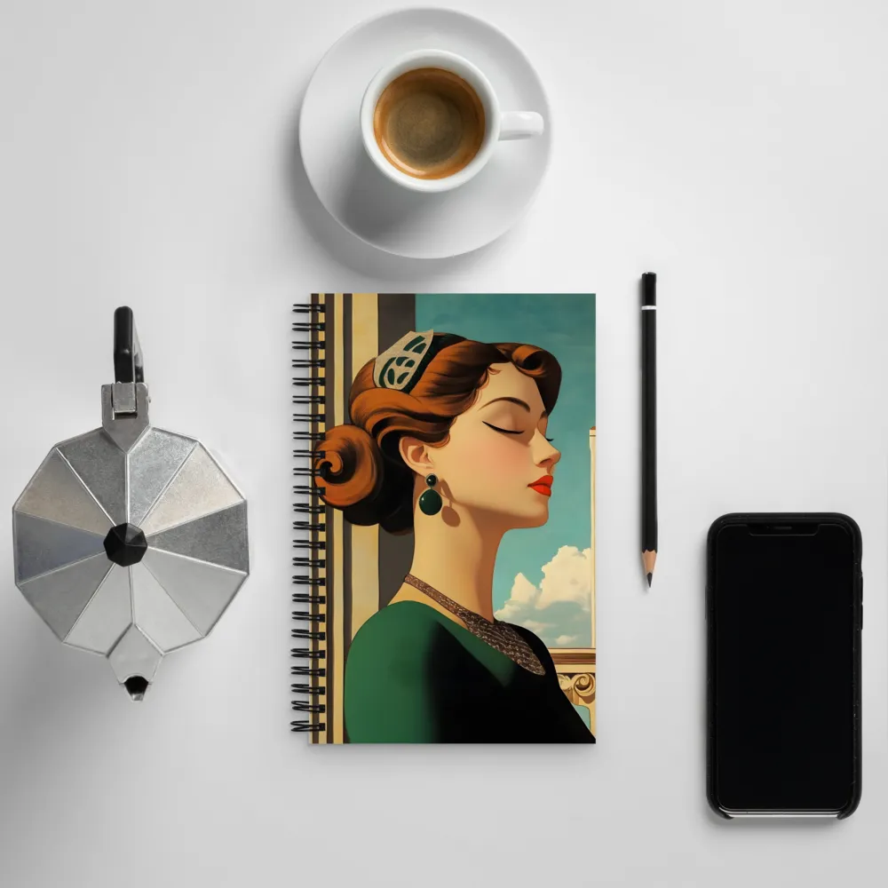 Elegance in Art Deco: A Portrait of Grace | Spiral Notebook