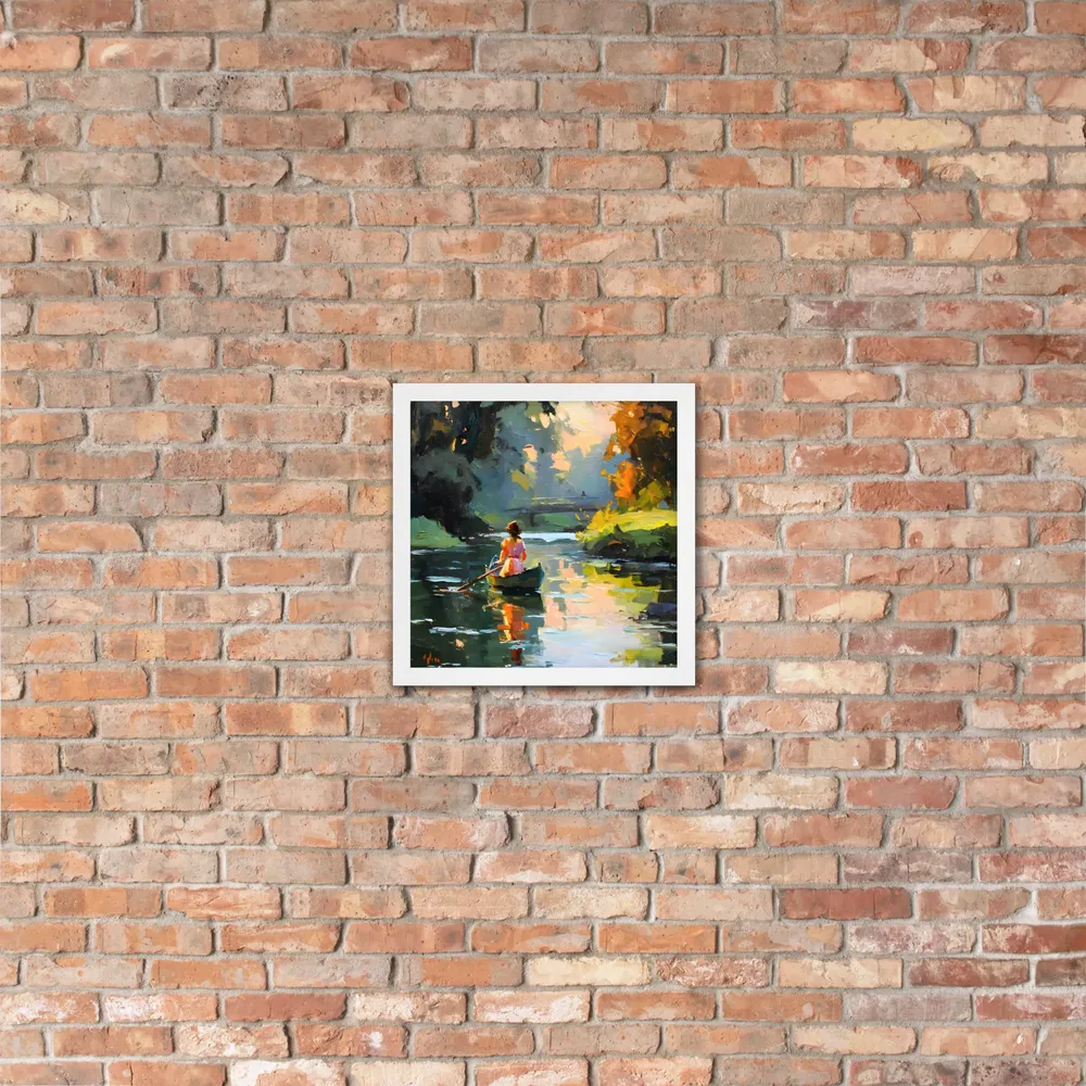 Rowing at Dusk 
 Poster with White Frame | 14″x 14″