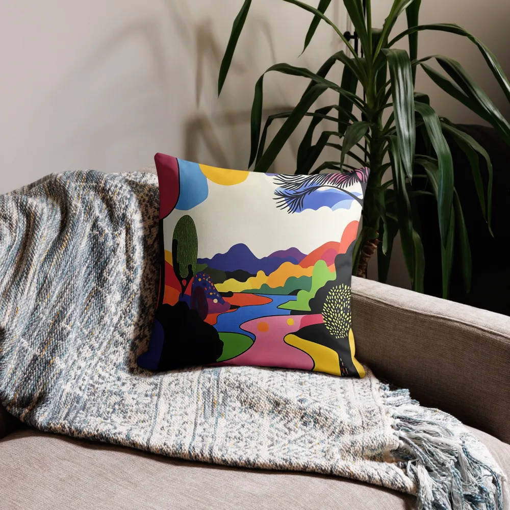 Whimsical Landscape in Color | Pillow | 18″×18″