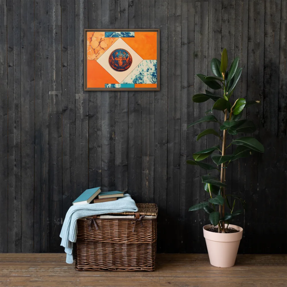 Harmonious Encounters: Abstract Geometry | Canvas with Brown Frame | 16″×20″