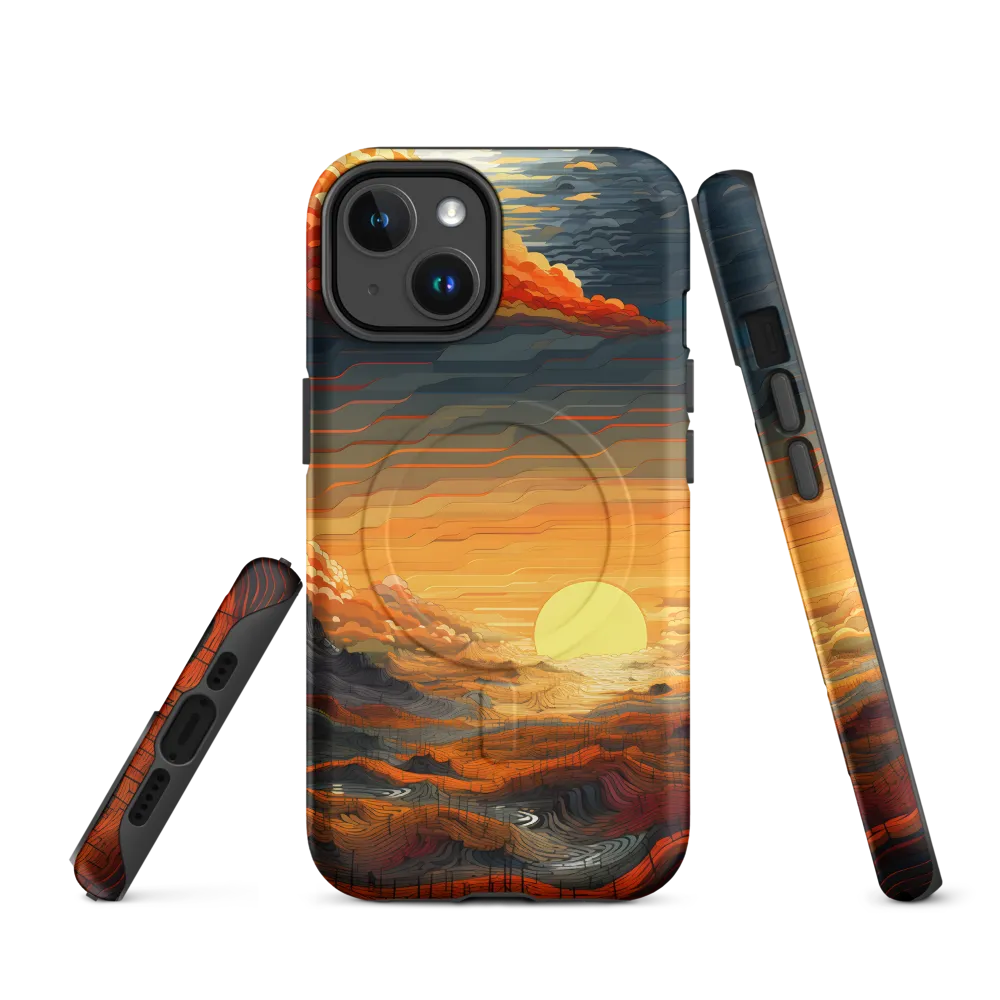 Ethereal Sunset: A Serene Landscape in Flowing Forms | Phone Case |  14 | MagSafe® Tough Case | Matte