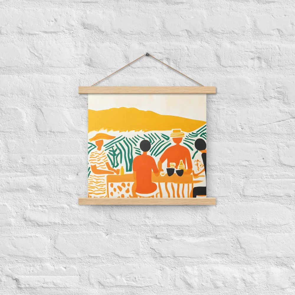 Summer Vibes: Café Conversations | Poster With Oak Wood Hanger | 14″×14″