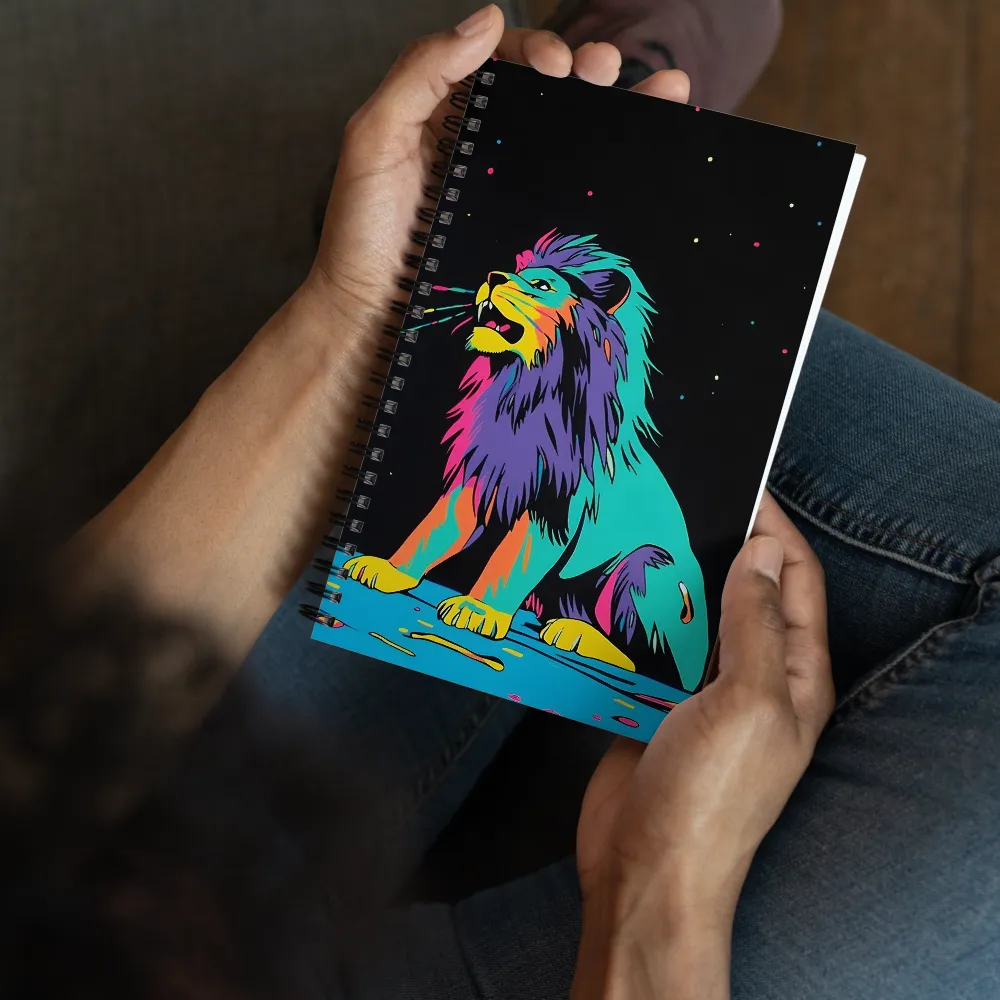 Roaring Colors: The Neon Lion | Spiral Notebook