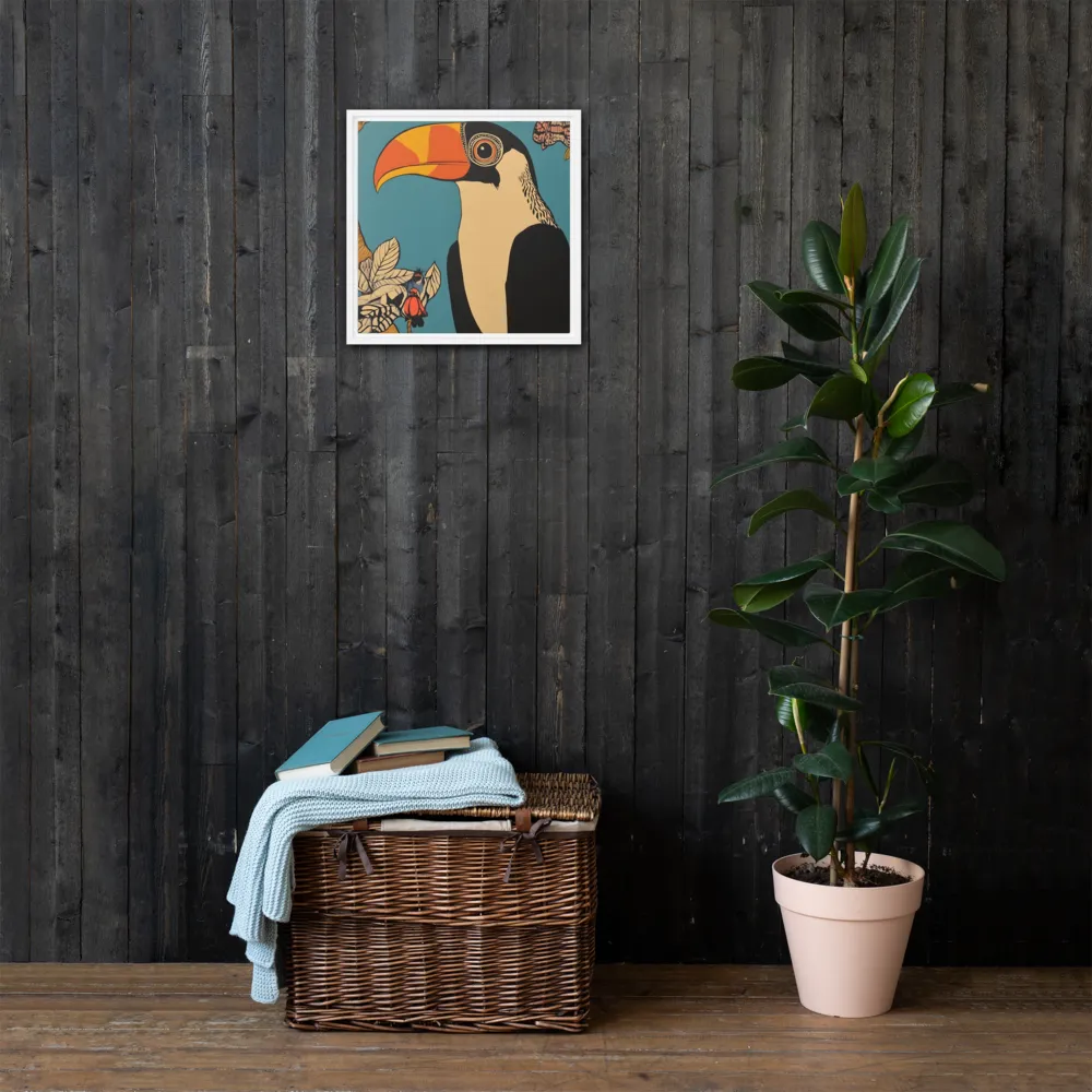 Tropical Majesty: The Toucan at Rest | Canvas with White Frame | 16″×16″