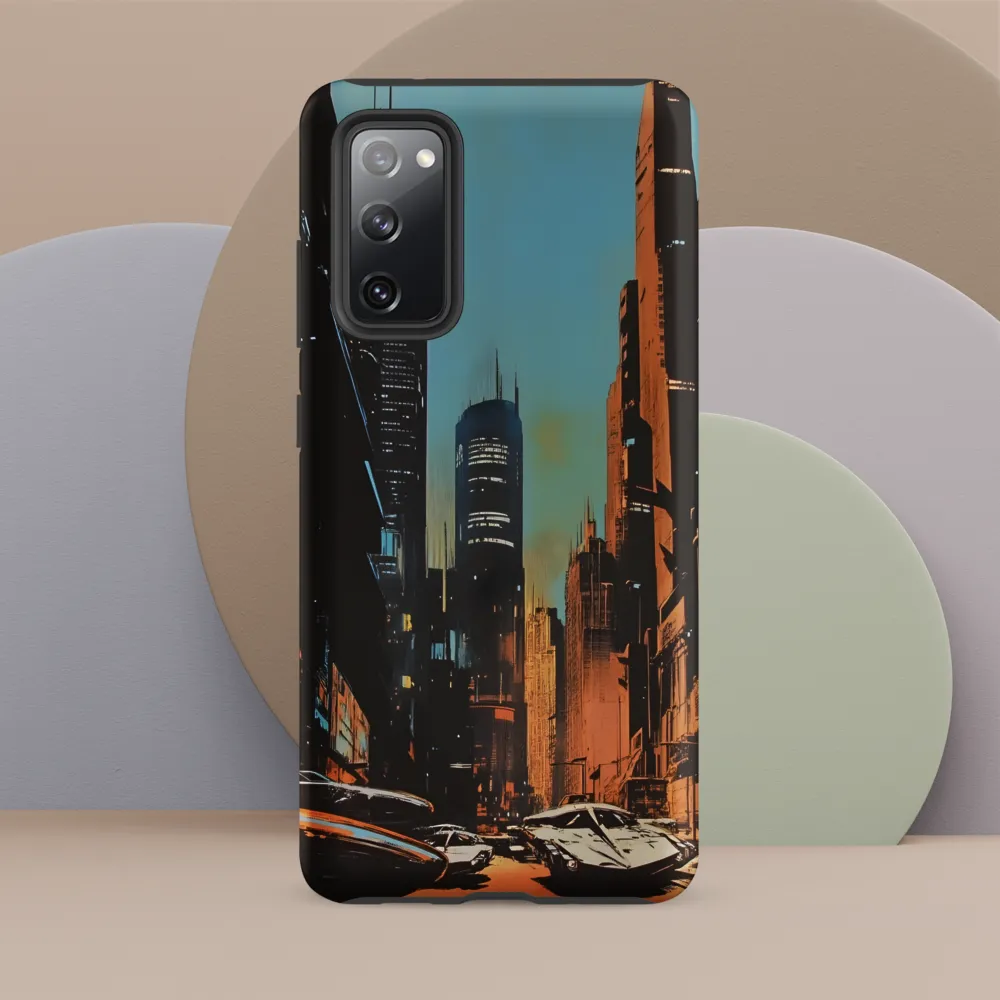 Futuristic Cityscape in Blue and Orange