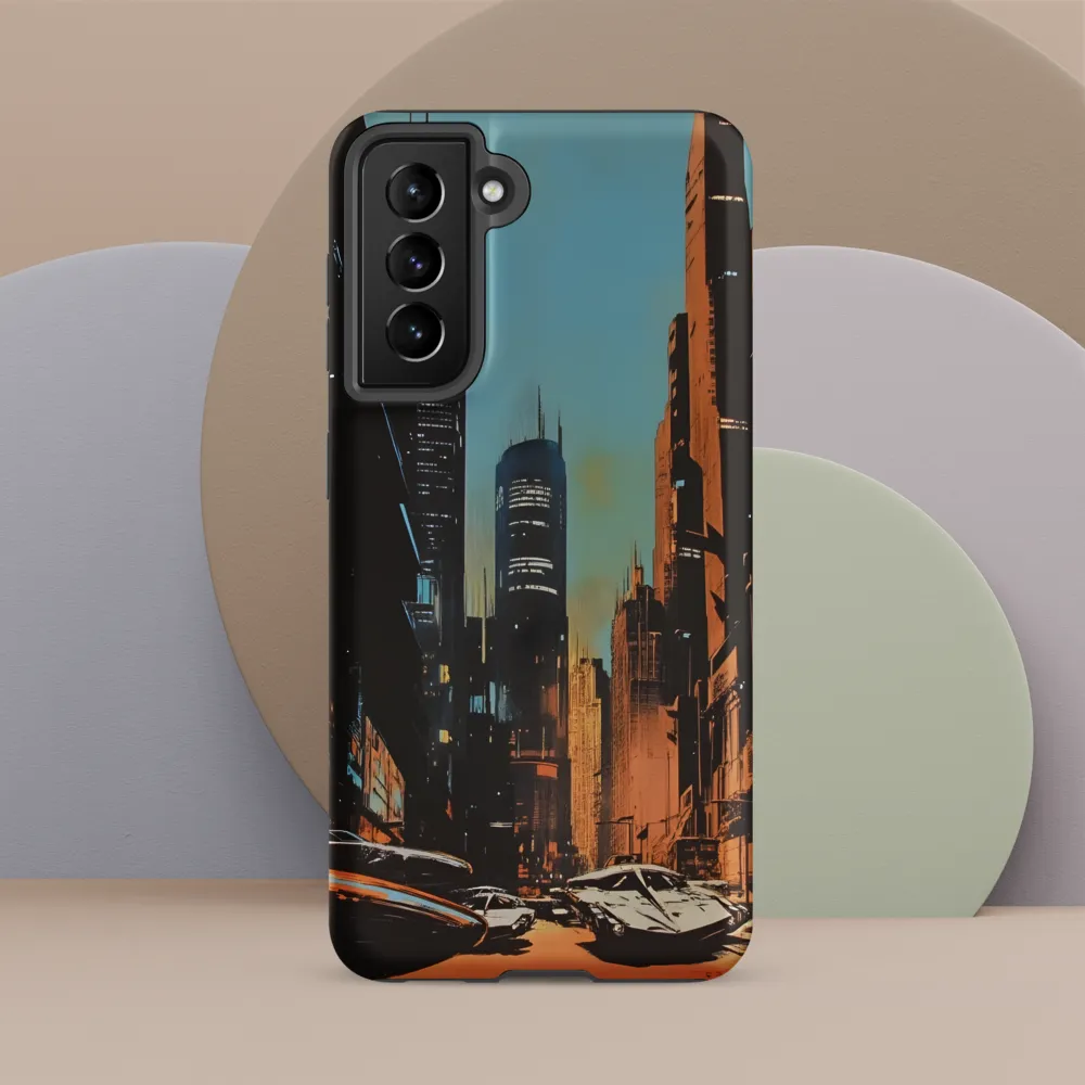 Futuristic Cityscape in Blue and Orange