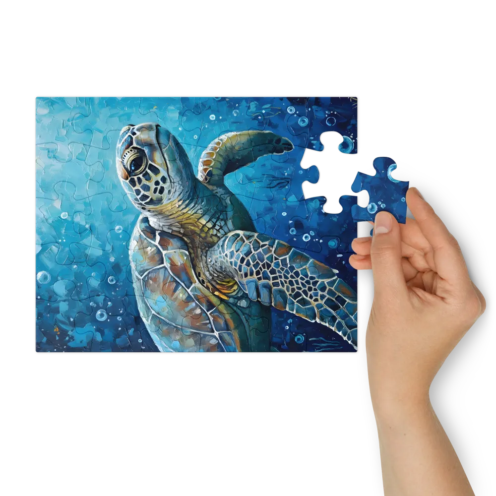 Azure Sea Turtle 
 Jigsaw Puzzle in Tin Box