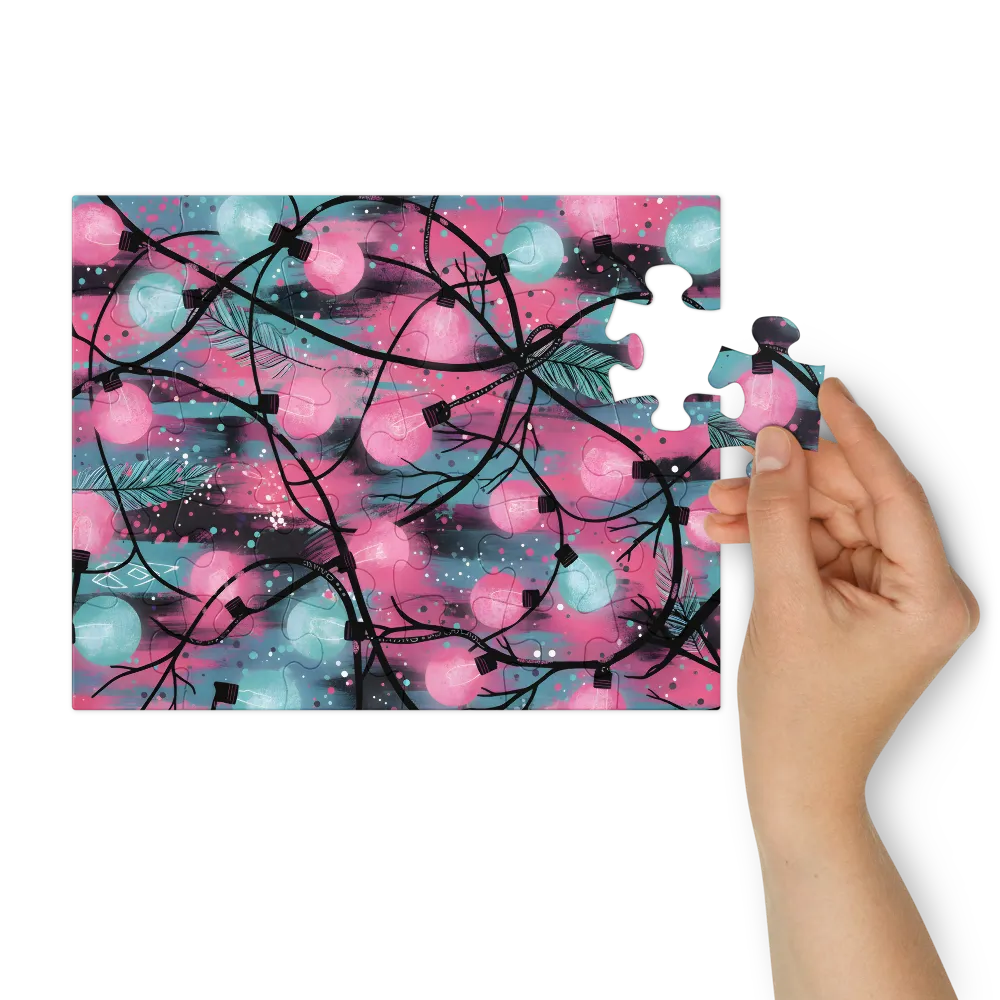 Feathered String Lights 
 Jigsaw Puzzle in Tin Box