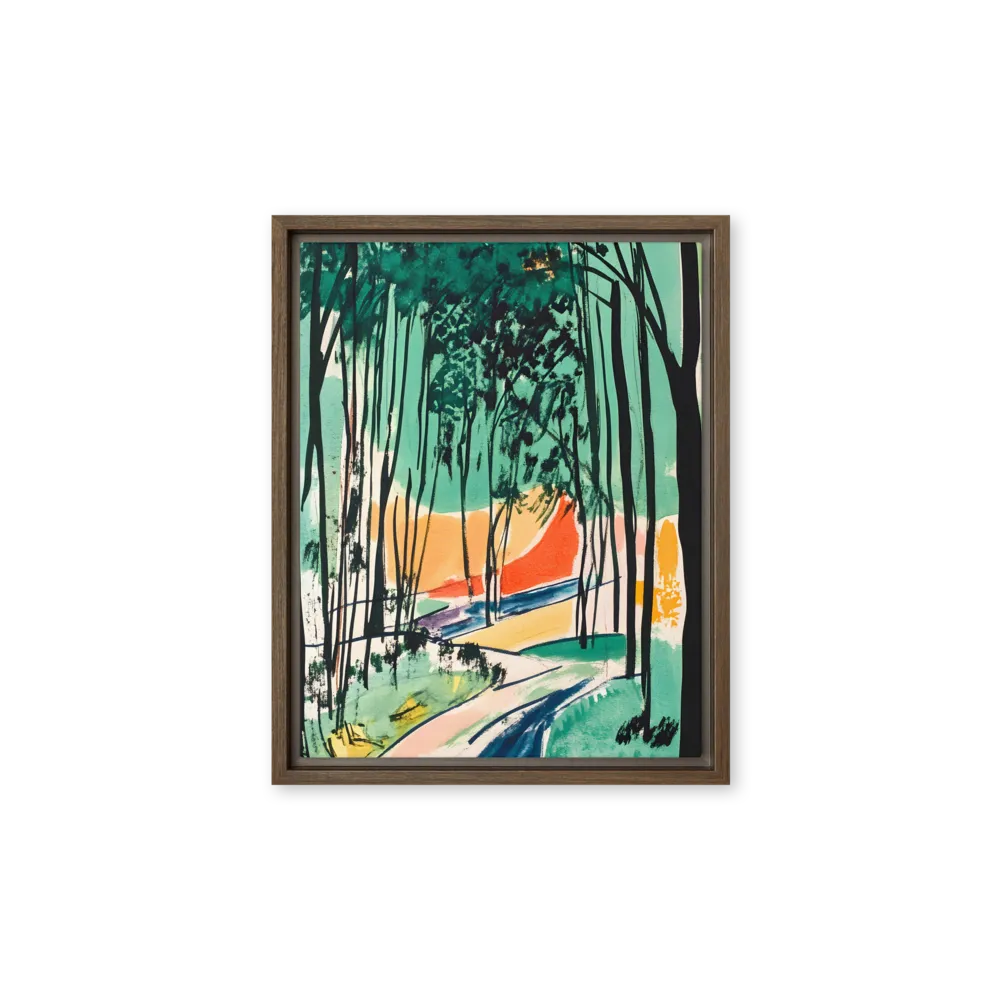 Winding Path Through the Forest | Canvas with Brown Frame | 11″×14″
