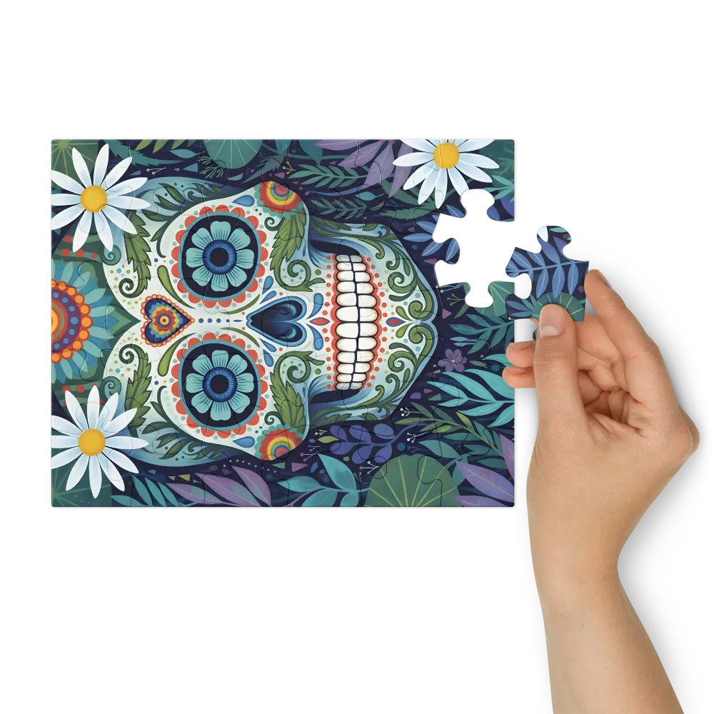 Floral Sugar Skull 
 Jigsaw Puzzle in Tin Box