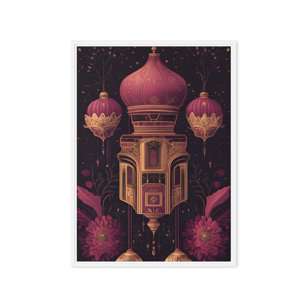 Ornate Harmony: A Digital Floral Architecture | Canvas with White Frame | 20″×28″
