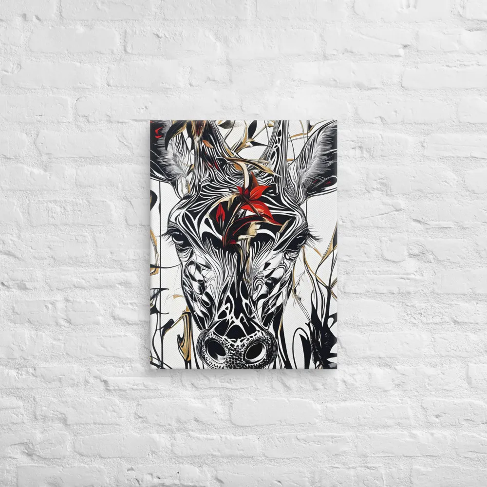 Floral Elegance: The Giraffe's Portrait | Canvas | 18″×24″