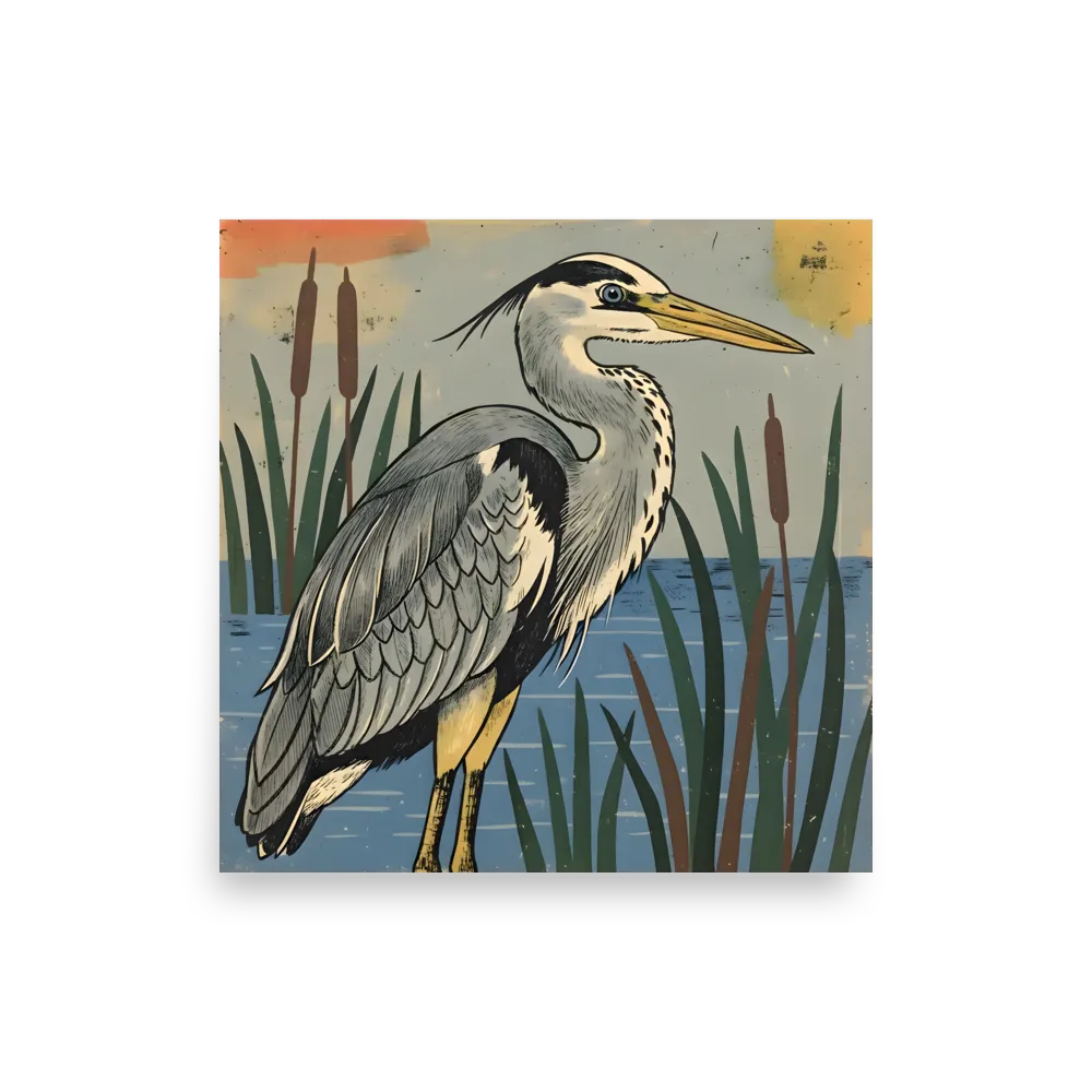 Marsh Heron 
 Poster | 10″x 10″