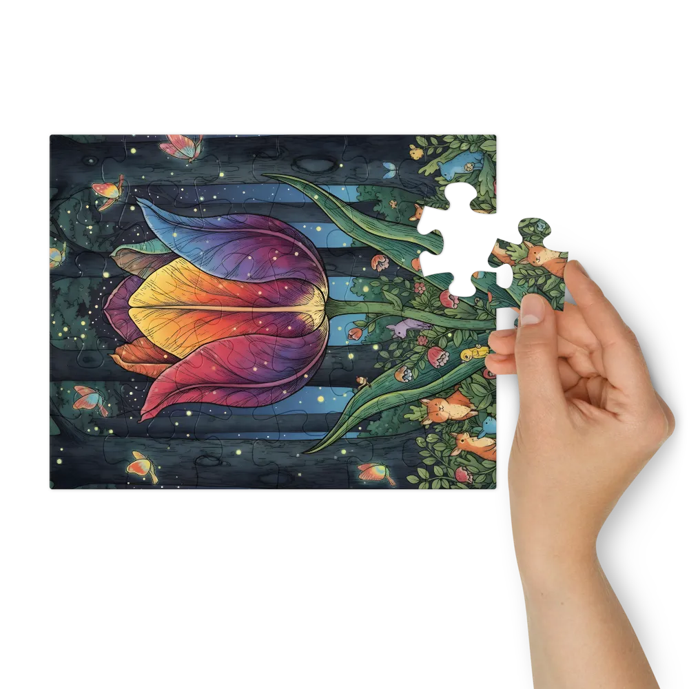 Enchanted Tulip 
 Jigsaw Puzzle in Tin Box