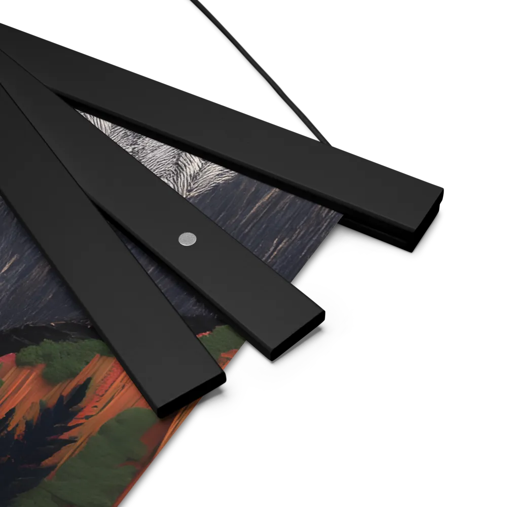 Ethereal Cascade: A Surreal Landscape | Poster With Black Wood Hanger | 18″×18″