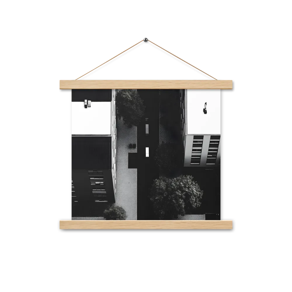 Urban Serenity from Above | Poster With Oak Wood Hanger | 14″×14″