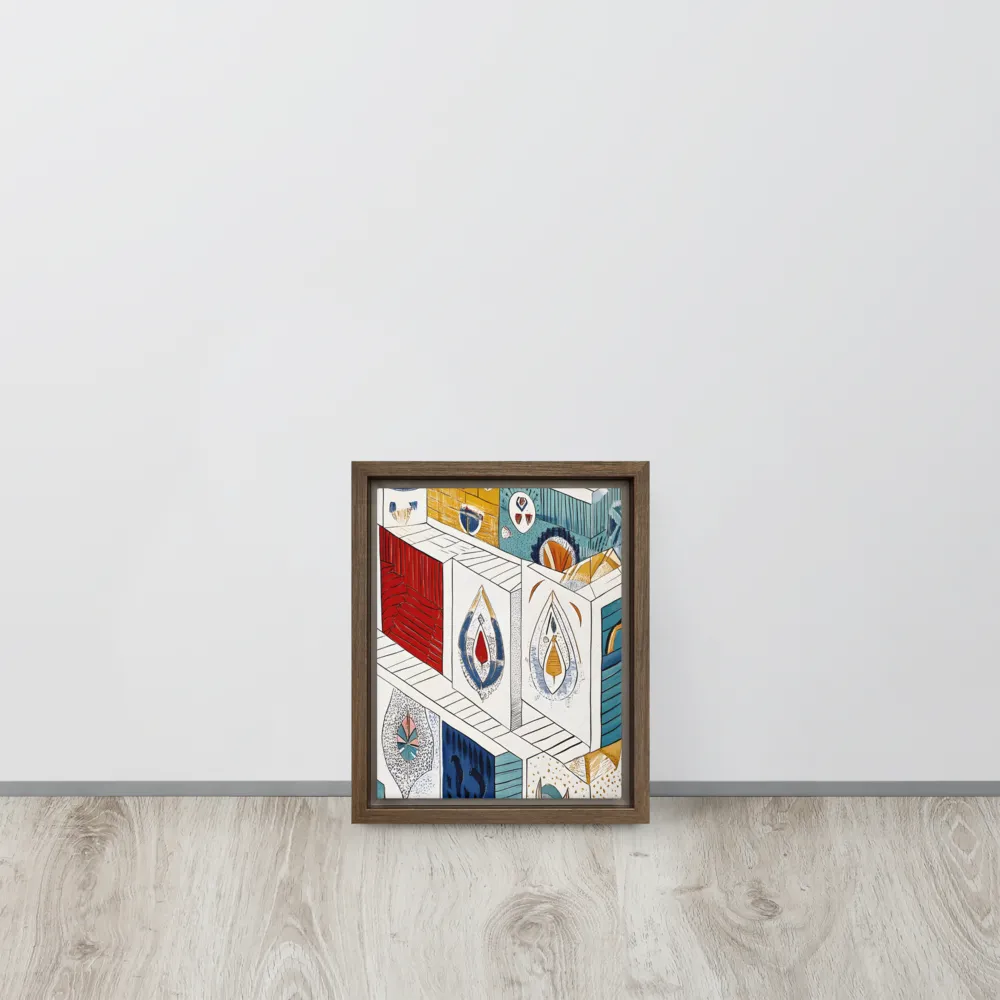 Symphony of Geometric Harmony | Canvas with Brown Frame | 8″×10″