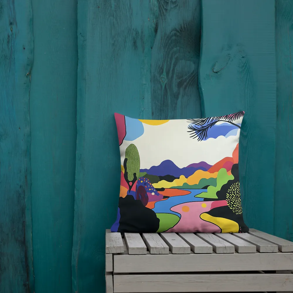 Whimsical Landscape in Color | Pillow | 18″×18″