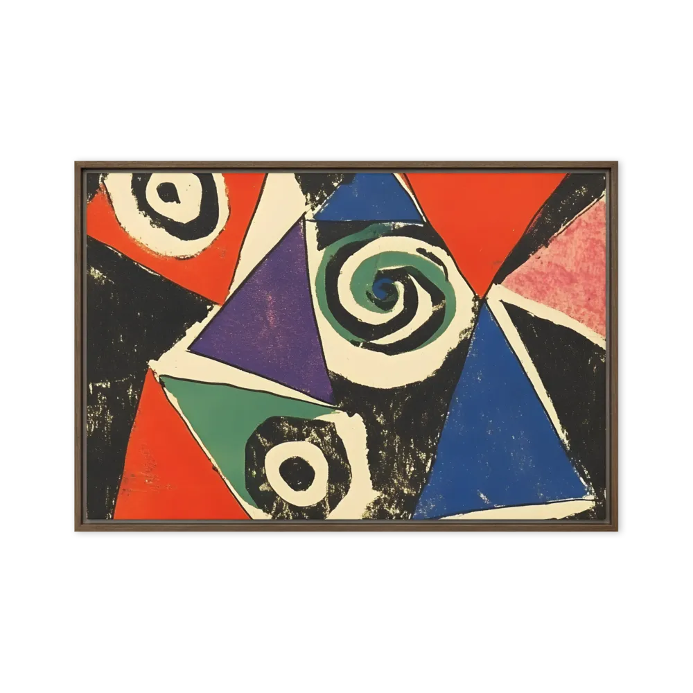 Dynamic Geometric Abstraction | Canvas with Brown Frame | 24″×36″