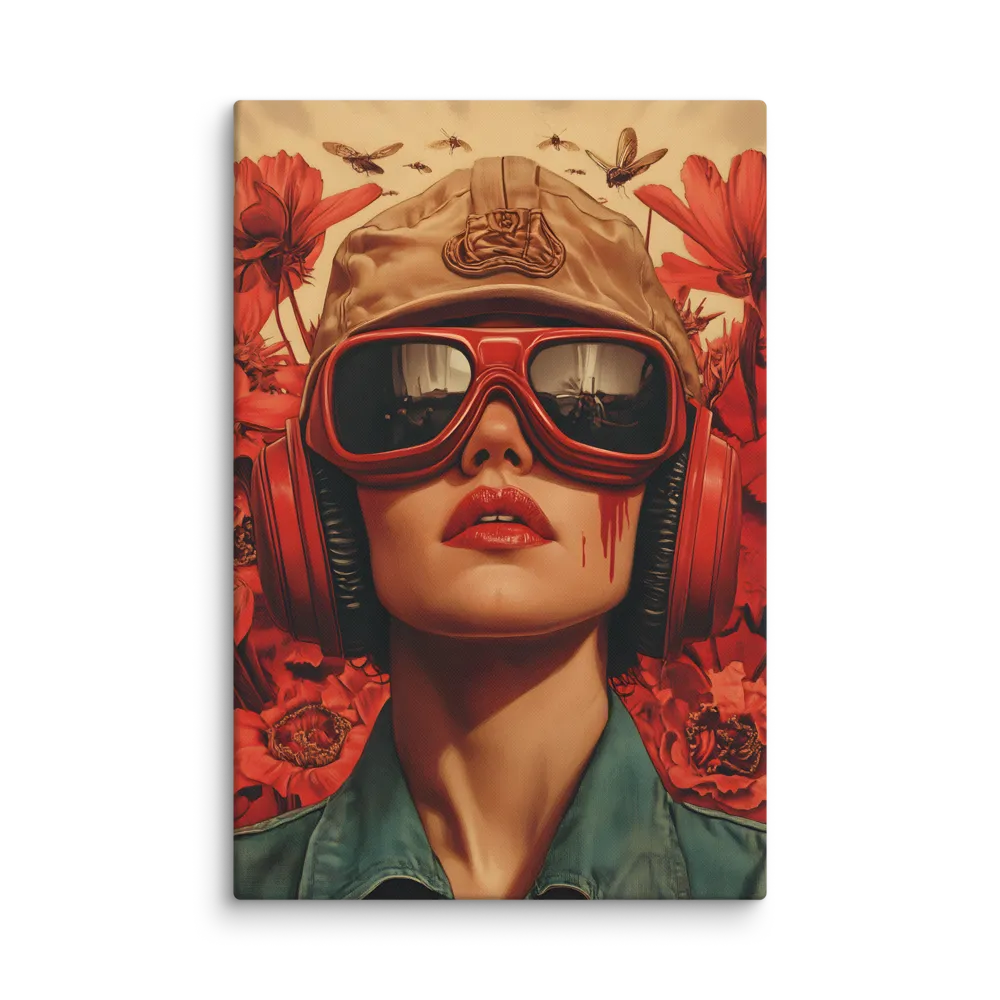 Defiant Portrait in a Floral Realm | Canvas | 32″×48″