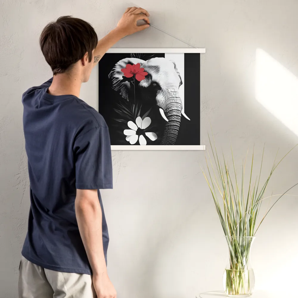 Elephant Harmony | Poster With White Wood Hanger | 18″×18″