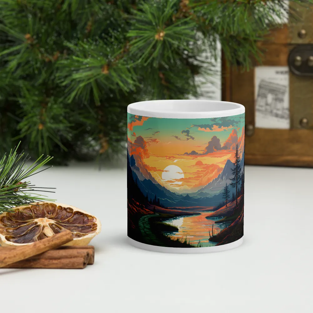 Tranquil Sunset Over the Majestic Mountains | Mugs | Multiple Sizes & Colors