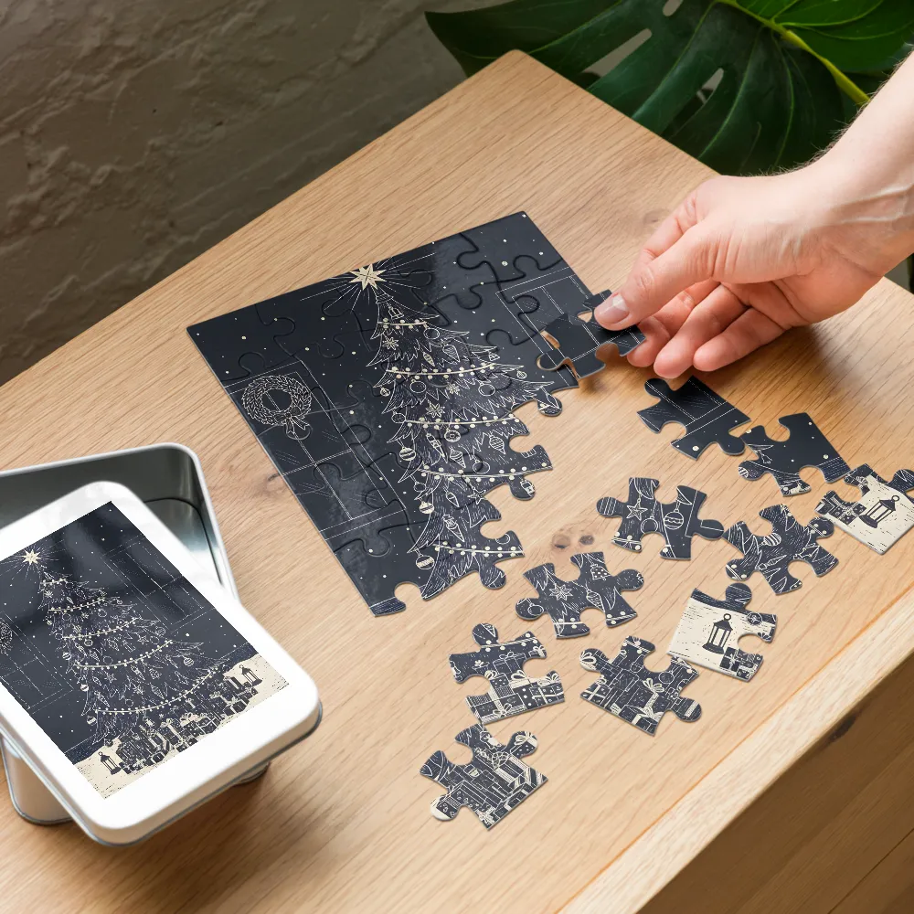Midnight Christmas Tree 
 Jigsaw Puzzle in Tin Box