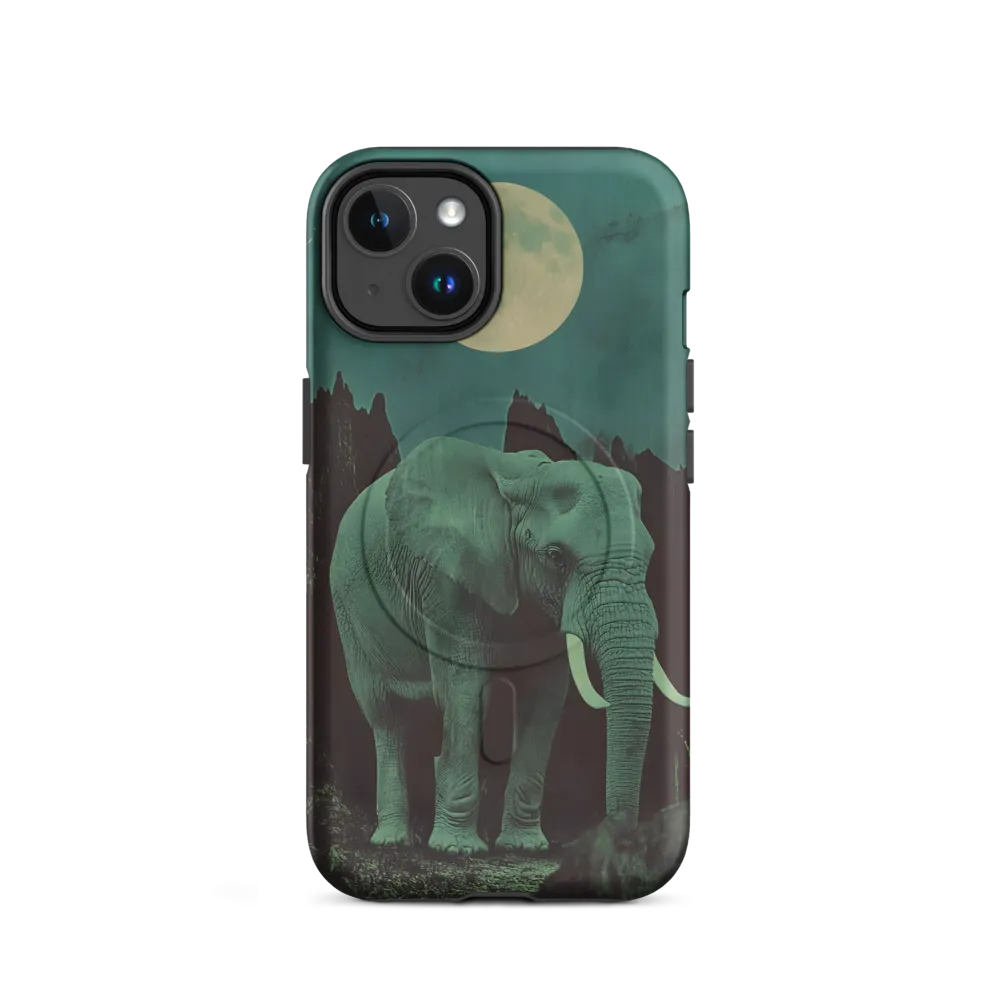 Ethereal Presence: Elephant Under a Full Moon | Phone Case |  14 | MagSafe® Tough Case | Matte