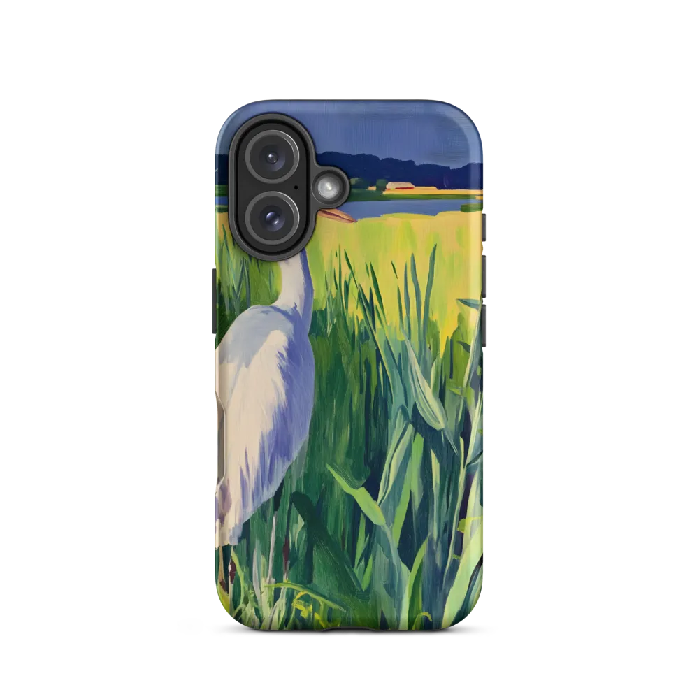 Graceful Presence: The Heron in the Meadow | Phone Case