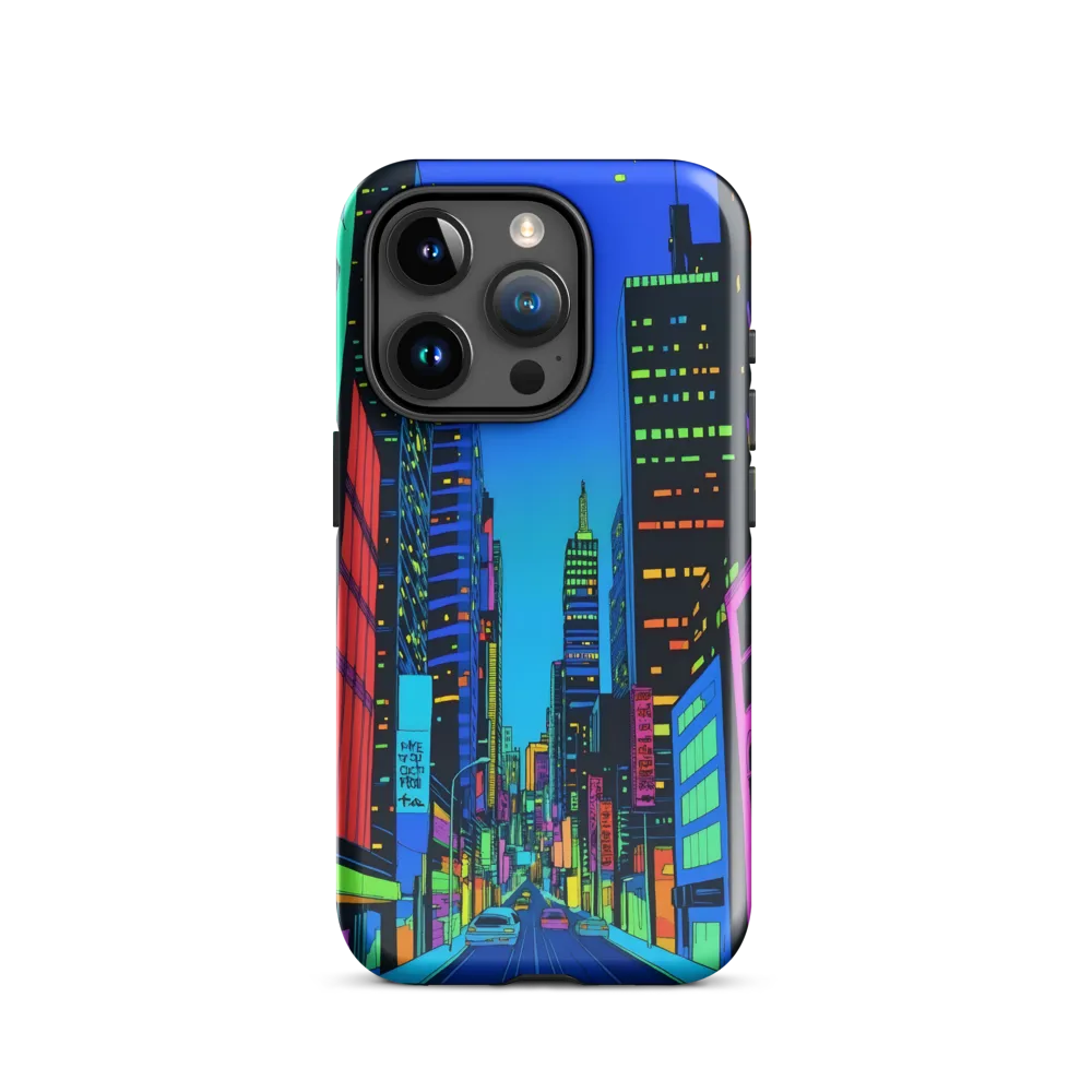 Neon Dreamscape: A Futuristic City at Dusk | Phone Case |  15 Pro | Tough Case | Glossy