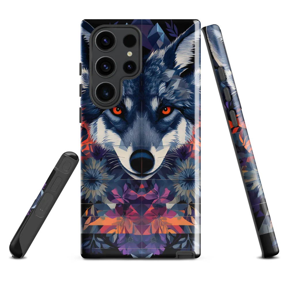 Mystical Wolf Amidst Floral Geometry