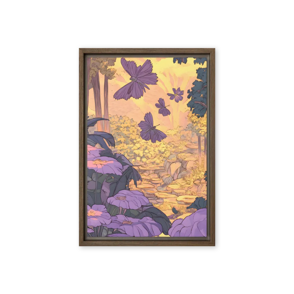 A Serene Dance of Butterflies | Canvas with Brown Frame | 12″×18″
