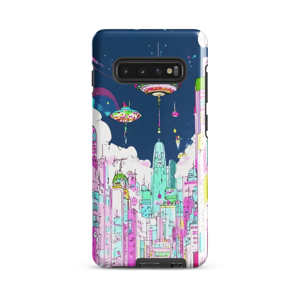 Futuristic Cityscape with Floating Structures | Phone Case |  S10 Plus | Tough Case | Glossy