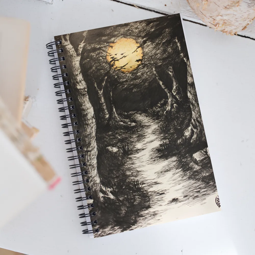 Moonlit Path Through the Enigmatic Forest | Spiral Notebook