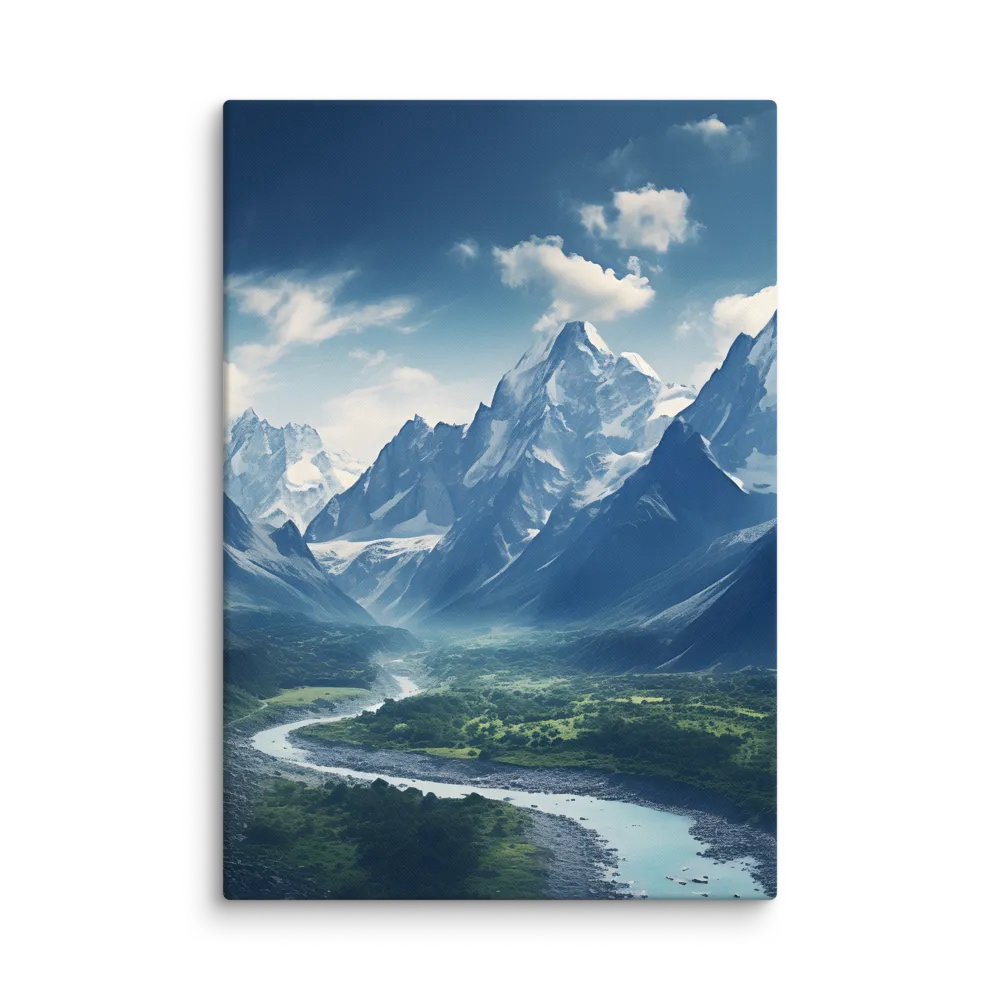 Majestic Serenity: A Landscape of Mountains and Rivers | Canvas | 18″×26″