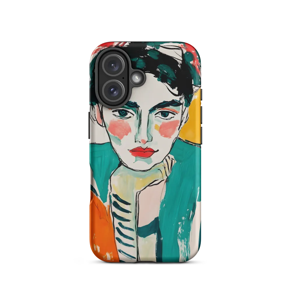 Contemplative Portrait in Bold Hues | Phone Case |  16 | Tough Case | Matte