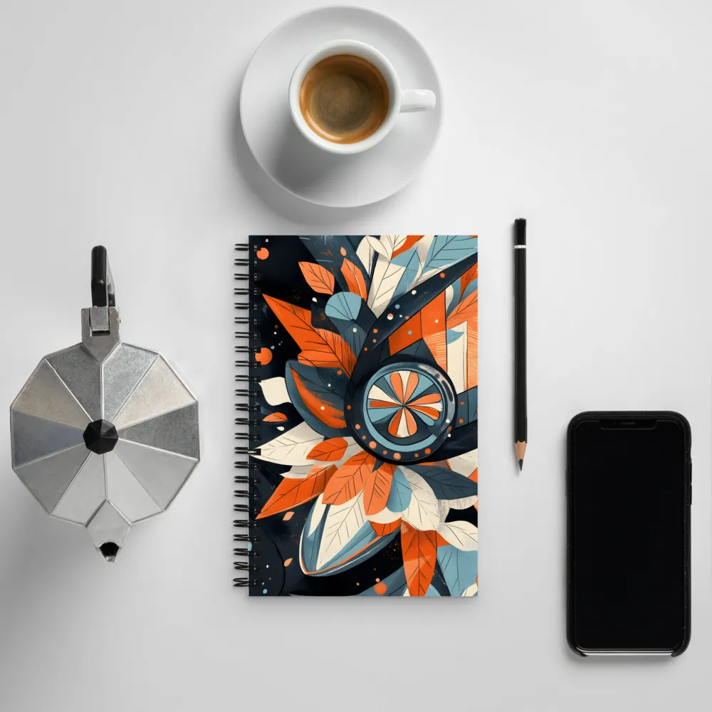 Floral Symphony in Orange and Teal | Spiral Notebook