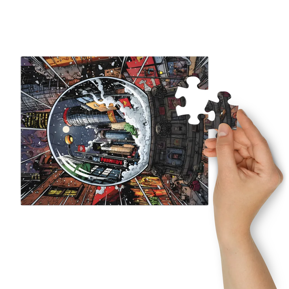 Snow Globe Metropolis 
 Jigsaw Puzzle in Tin Box